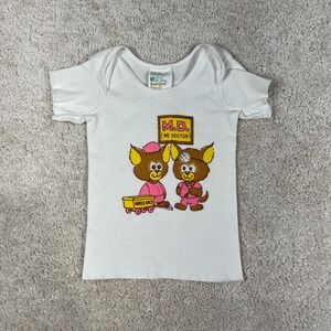 Vintage Toddle Time JCPenney Kids White Cotton MD Me Doctor Graphic T-Shirt Med